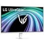 LG 32G403B-W UltraGear Gaming Monitor with white stand displaying colorful wave graphics and brand logo