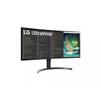 LG 35WN65C-B 35 inch UltraWide Curved WQHD HDR10 Monitor left side angle view
