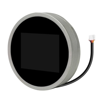 LG AEZ75994931 laundry accessory with circular silver frame, black display screen, and white connector cable1
