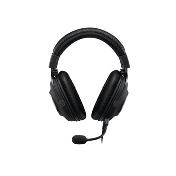 Logitech 981000906 gaming headset with padded ear cups, adjustable headband, and detachable microphone - Front View