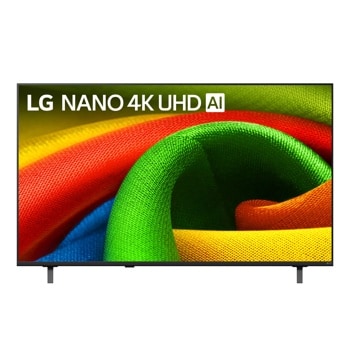 55-Inch LG NANO 4K UHD AI TV 55NU710BAUA displaying vibrant colorful fabric texture with green, red, yellow and blue tones - Front View1