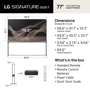 77-Inch LG SIGNATURE OLED T OLED77T6PUA Dimensions with Stand and Zero Connect Box - Front and Side Views