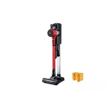 Front view of the LG CordZero™ A9 Charge Cordless Stick Vacuum - Matte Red - A905RM. 