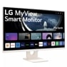 Left side view of the 27 Inch LG MyView (27SR50F-W) White Smart Monitor with 4K UHD resolution and webOS