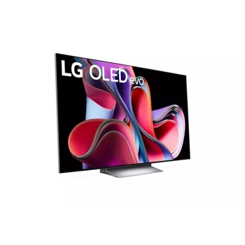 LG 77-inch G3 OLED evo smart tv with stand left side angle view