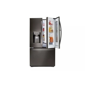 Front view of the 26 cu. ft. Smart wi-fi Enabled InstaView™ Door-in-Door® Refrigerator - LFXS26596D. 