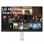 Front view of the 32 Inch LG MyView (32SQ780S-W) White Smart Monitor with 4K UHD resolution, webOS and ergo stand on the middle of the monitor