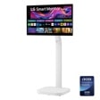 LG 32U889SA-W Smart Monitor Swing with webOS interface on adjustable white stand with CES Innovation Awards 2025 Honoree badge