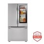 Front view of the 23 cu. ft. InstaView® Door-in-Door® Counter-Depth Refrigerator - LFCC23596S. Includes a graphic logo that says, Brought to you by America’s Most Reliable Line of Appliances.