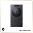 LG DLGX9901S Gas Dryer with pedestal in black stainless steel finish - Front View