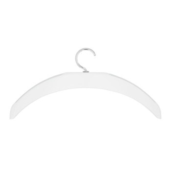White clothing hanger with silver hook Front View