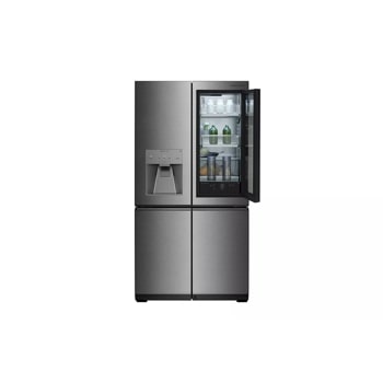 lg signature 31 cu. ft. door in door refrigerator front view with visible glass panel