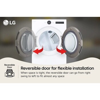 LG
Reversible Door
Reversible door for flexible installation
When space is tight, the reversible door can go from right swing to left to fit almost any space