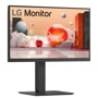 LG 24BA650-I Monitor with slim bezels and adjustable stand displaying abstract 3D graphics - Front View