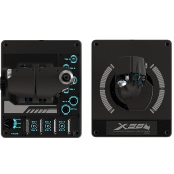 LG 945000058 X-56 Advanced Control Flight System with illuminated buttons and joystick controller showing front and back views