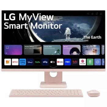 27" Full HD IPS MyView Smart Monitor Desktop Setup with Wireless Keyboard and Mouse