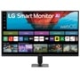 LG 32U701SB-B Smart Monitor AI with webOS interface displaying streaming apps and content recommendations