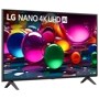 43-Inch LG NANO 4K UHD AI TV 43NU710BAUC displaying colorful abstract spheres on screen - Side Angle