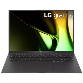 Front view of the 16 Inch LG gram (16Z90S-H.AAB6U1) laptop with 16GB RAM and Intel Core Ultra 7