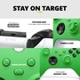 EP229915 gaming controller with Xbox Wireless and Bluetooth technology featuring textured grip on triggers bumpers and back case hybrid d-pad share button and 3.5mm headset jack - Close-Up View
