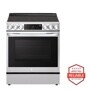 Front view of the 6.3 cu ft. Smart wi-fi Enabled ProBake Convection® InstaView® Electric Slide-In Range with Air Fry - LSEL6335F. Includes a graphic logo that says, Brought to you by America’s Most Reliable Line of Appliances.