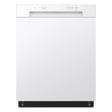 LG LDFC2423W Dishwasher with white finish and top-mounted control panel - Front View