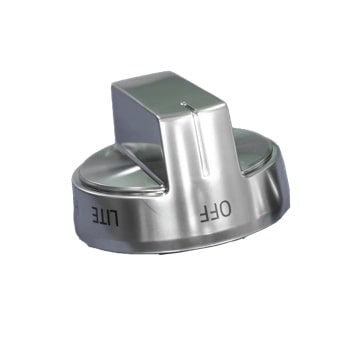 Stainless steel stove control knob AEZ75994628 with OFF and LITE markings - Close-Up1