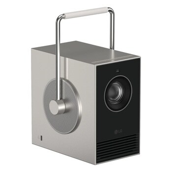 LG PU600U Projector with integrated speaker and carrying handle - Side Angle