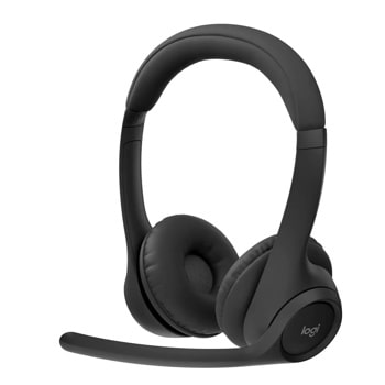 Logitech 981001450 wireless headset with padded ear cushions and adjustable microphone boom - Front View