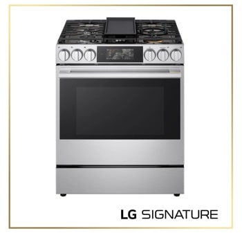 LG LSGU6338X Range with gas cooktop and center griddle in stainless steel finish - Front View1