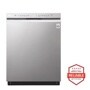 Front view of the Front Control Dishwasher with QuadWash™ and EasyRack™ Plus - LDF5545ST. Includes a graphic logo that says, Brought to you by America’s Most Reliable Line of Appliances.