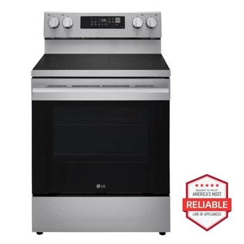 6.3 cu.ft. Smart Electric Single Oven Free-Standing Range with ProBake Convection® and AirFry, Edge-to-edge Cooktop, ThinQ®, Stainless Steel, E-Star® - New Handle
