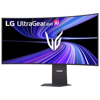 LG 45GX950B-B UltraGear evo AI OLED Gaming Monitor with curved display and adjustable stand - Front View