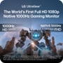 LG UltraGear The Worlds First Full HD 1080p Native 1000Hz Gaming Monitor infographic comparing 1000Hz HD 1280x720 to Native 1000Hz FHD 1920x1080 * Performance based on internal testing. Actual refresh rate and performance may vary. Maximum refresh rate requires Windows 11 operating system, NVIDIA RTX 50 series, or AMD Radeon RX 9070, 9060 or 7900, series (or newer) and connection via DisplayPort 2.1