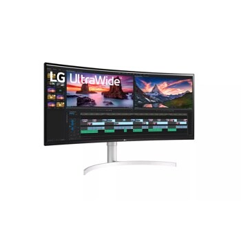 LG 38WN95C-W 38 inch Ultrawide Curved Monitor left side angle view
