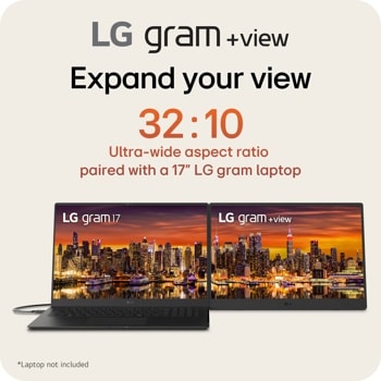 LG gram +view
Expand your view
32:10 Ultra-wide aspect ratio