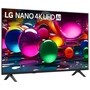 50-Inch LG NANO 4K UHD AI TV 50NU710BAUA displaying vibrant colorful spheres on screen with stand