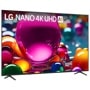 85-Inch LG NANO 4K UHD AI TV 85NU870BAUA displaying vibrant colorful abstract imagery - Front Angle View