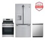 LG LFDS22520S LRGL5821S LDFN3432T kitchen package with gas range, refrigerator, and dishwasher, America's Most Reliable line of appliances Front View