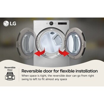 LG
Reversible Door
Reversible door for flexible installation
When space is tight, the reversible door can go from right swing to left to fit almost any space