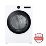 LG DLGX6701W Gas Dryer with black door window and digital control panel - Front View with Americas Most Reliable badge