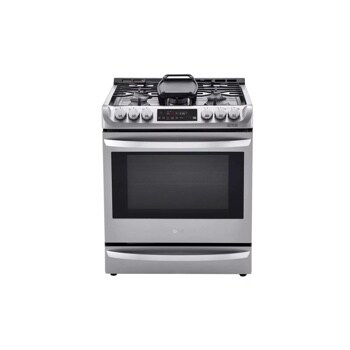 Front view of the 6.3 cu. ft. Smart wi-fi Enabled Dual Fuel Slide-in Range with ProBake Convection® and EasyClean® - LSD4913ST. 