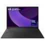 LG Gram 16Z90TS-G.AUG7U1 Laptop with purple display screen showing LG gram Pro logo and Intel Core Ultra badge - Front View