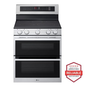 LG LDEL7324YE Electric Range with Double Oven and Five Burner Cooktop BROUGHT TO YOU BY AMERICA'S MOST RELIABLE LINE OF APPLIANCES - Front View1