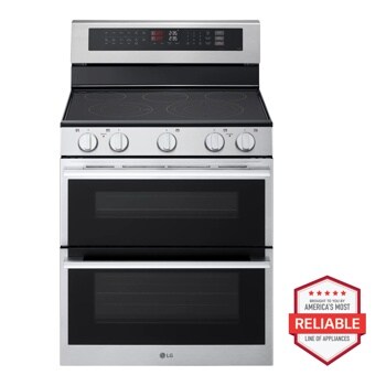 LG LDEL7324YE Electric Range with Double Oven and Five Burner Cooktop BROUGHT TO YOU BY AMERICA'S MOST RELIABLE LINE OF APPLIANCES - Front View