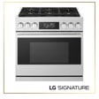 LG LPGU6319Y Gas Range with six burners, digital display screen, and stainless steel finish - Front View