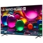 85-Inch LG NANO 4K UHD AI TV 85NU700BPUA displaying vibrant colorful spheres on screen - Side Angle