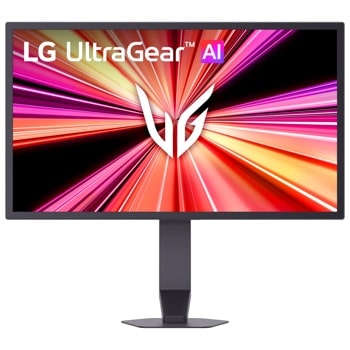 LG 25G590B-B UltraGear Monitor displaying vibrant graphics with adjustable stand - Front View1