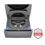 LG WM5500HVA washer interior with open lid and control panel, Reliable line of appliances badge Front View
