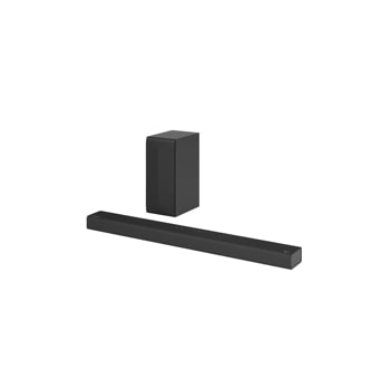 LG S65Q 3.1 Wireless Soundbar  with subwoofer side angle view